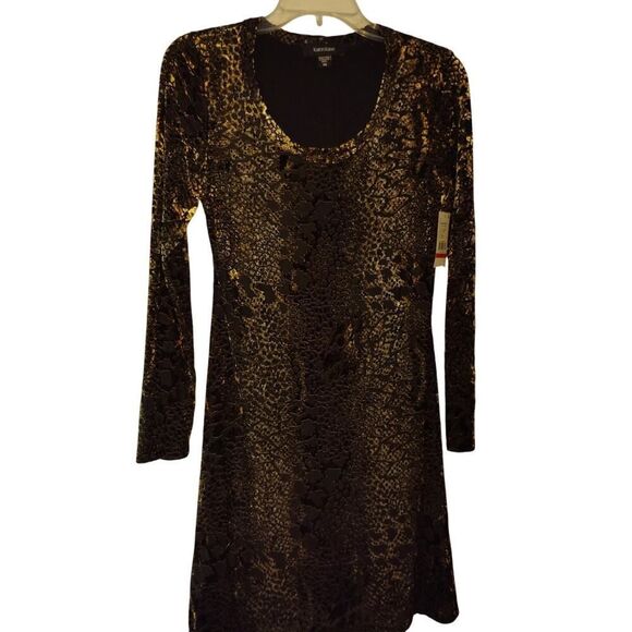 Karen Kane Velvet Leopard Mini Dress - Black & Silver - XS - Picture 1 of 5